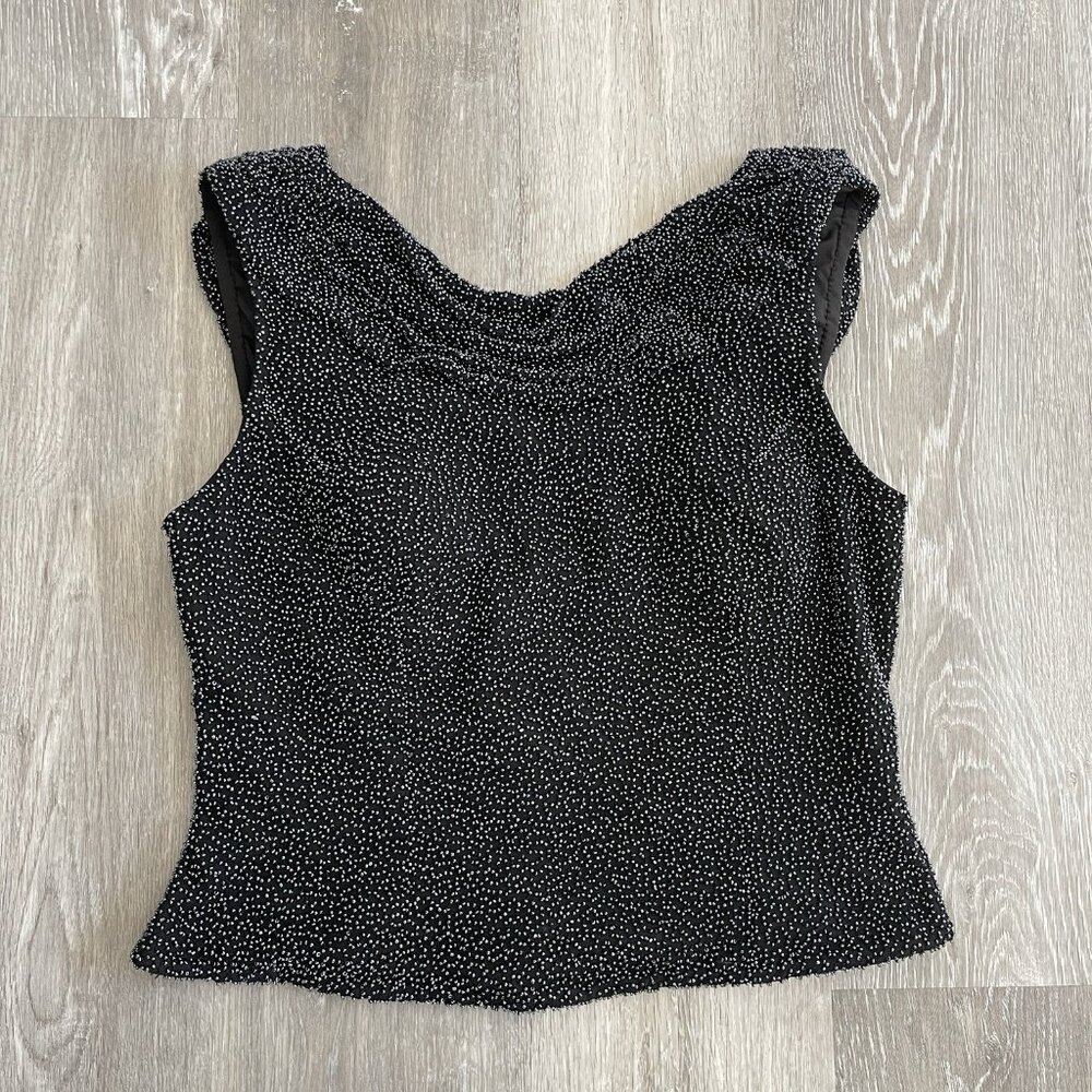 Cecily Brown Womens Silk Beaded Evening Top Size XL Sleeveless Formal Cocktail